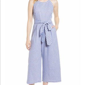 1901 blue and white crop jumpsuit SZ 16.